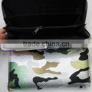 New Designer pu Leather Camo Pattern Zipper Round Lady Wallet thumbnail-4