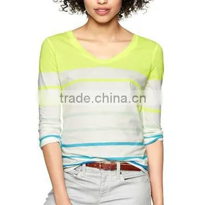 WOMENS STRIPED LONG SLEEVE T SHIRT thumbnail-1