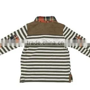 Boys Autumn Striped Long Sleeve Polo Shirt 100% Cotton T Shirt thumbnail-4
