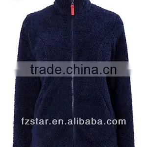 Women's Navy Fleece Jacket Full Zip PQ219 thumbnail-1