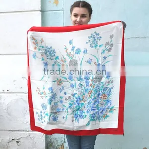 SSS83 Vintage Silk Scarf, Floral Print, 70s Flower Silk Scarf, Vintage Designer Scarf, , Large French Scarf thumbnail-4