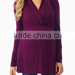 PURPLE LONG SLEEVE MATERNITY/NURSING TOP thumbnail-2