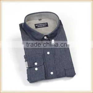 Latest Fashion Denim Shirt Design for Man Corduroy Contrast Mens Casual Warm Shirt thumbnail-2