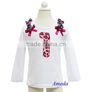 Girls Hot Pink Leopard 1st Birthday White Long Sleeves Tee 1-7Y thumbnail-1