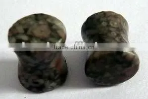 Hot Sell Double Flare Fossils Ear Plug Organic Body Jewelry, Stone Flesh Tunnel/(ear Expander) Body Piercing Jewelry thumbnail-1