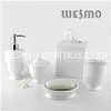 WBC0579A 5 Piece White Ceramic Bathroom Set With Soap Dish, Tissue Cover thumbnail-1