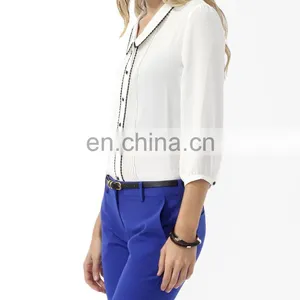 CHEFON Custom Embroidered Womens White Long Sleeve Cotton Blouse 2016 thumbnail-2