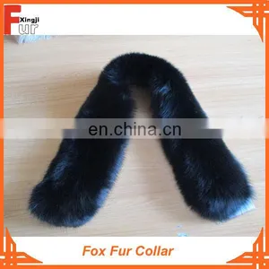 Dyed Black Leather Jacket Fox Fur Collar thumbnail-1