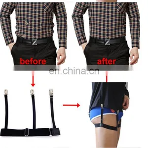 Wholesale One Pair Men's Colorful Elastic Shirt Stays Holders Garter With Non-slip Locking Clamps thumbnail-4