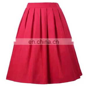 Grace Karin Women's Vintage Retro Pleated Red Cotton Summer Skirt 7 Patterns CL010401-7 thumbnail-1