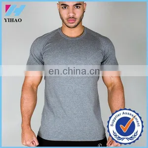 Yihao Men's Fitness Customize Wholesale High Quality Quick Dry Blank T-Shirt Sports Men Plain Muscle Top Tee Gym Men Clothing thumbnail-1