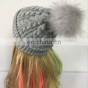 Newest Women's Fashion Winter Pur Colour Acrylic Knitted Scarf Hat Set With Ball on Hat thumbnail-4