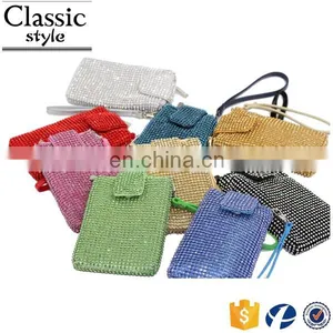 CR Europe Tast Passed Diamond Surface Long Snake Chian Rectangle Shaped Pink Color New Fancy Cell Phone Neck Hanging Bag thumbnail-5