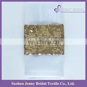 NP020A Custom Gold Sequin Fabric Personalized Napkins Straps thumbnail-1