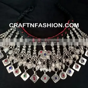 Vintage Old Coin Tribal Bellydance Set Afghan Kuchi Old 1960s Necklace- Tribal Necklace - Afghan Jewelry thumbnail-1