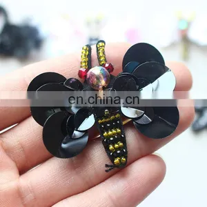 Fashion Custom Handmade Sequin Bee Dragonfly Beaded Patches for Dress thumbnail-3