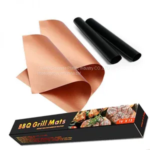 PFOA FREE High Temperature Non-stick Fireproof Charcoal BBQ Grill Mats thumbnail-1