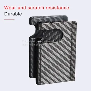 RFID Carbon Fiber Slim Wallet Money Clip Minimalist Front Pocket Wallet Business Credit Card Holder thumbnail-3