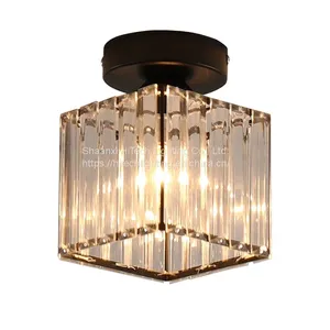 E27 LED Ceiling Light Crystal Lampshade Balck Gold Plafonnier Living Room Bedroom Modern Round Square Decorative Ceiling Lamp thumbnail-2