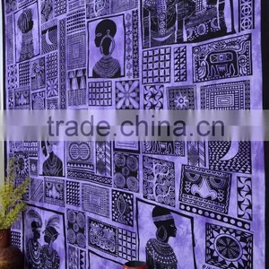 Indian Tapestry Cotton African Print Purple Vintage Wall Hanging Tapestries Throw Mandala Print Bedsheet thumbnail-2