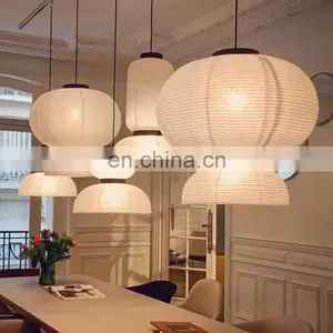 Vintage Art Stain Large Chandelier Lighting Shade LED White Paper Pendant Lamp thumbnail-1