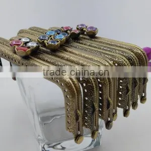 KINGSO 5PCS Retro Metal Frame Purse Coin Bag Kiss Clasp Lock DIY Craft 12.5*5.5 cm Assorted Lotus Bead thumbnail-1