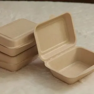 450ml 600ml Degradable Disposable Lunch Box, Pulp Lunch Box, Light Snack Box, Fast Food Box, Cake Hamburger Box thumbnail-5