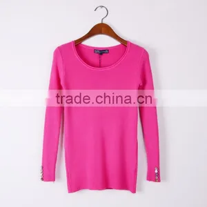 Fashion Designhand Knit Sweater Round Collar Sweater for Girls thumbnail-5