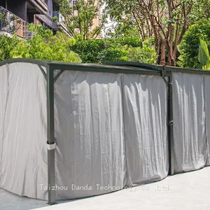 3*6m Steel Extensionable Carport Sunshade PC Board Canopy With Curtain and Net thumbnail-5