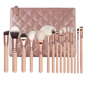Cheap 15pcs Rose Gold Makeup Brush Set Cruelty Free Cosmetics Tool Soft Bristle Custom Logo Vegan Powder Blush Makeup Brush Set thumbnail-1