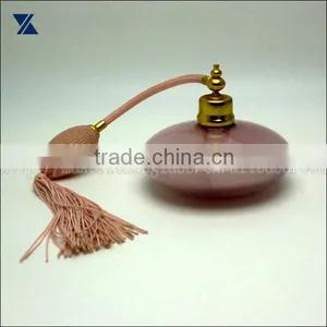 Hand Made Art Glass Pink Glass Perfume Bottle With Atomizer Sprayer thumbnail-1