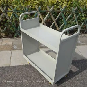Rolling Utility Cart: Modern Industrial Style| Metal Storage Organizing Shelves |Mobile Library Book Trolley With Brake Wheels For Bookstores thumbnail-4