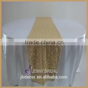 TR008A Modern Style Champagne Gold Chemical Lace Sequin Table Runner thumbnail-5