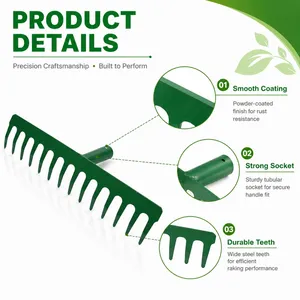 Garden Rake With Handle Garden Long Rake Garden Rake Lawn Steel Head Tool for Soil Leveling Planting Yard Work and Farm Garden Use thumbnail-4