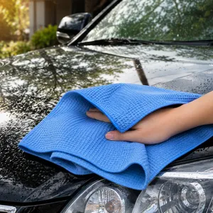 Waffle Weave Microfiber Drying Towel Super Absorbent Streak-Free Car Wash Cloth thumbnail-1