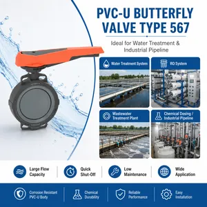 PVC-U Wafer Butterfly Valve Type 567 With Hand Lever For Water Treatment Pipeline thumbnail-3
