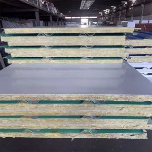 High Quality Fireproof Rock Wool Sandwich Panel Thermal Insulation Wall Roof Board For Industrial Building Project CE Approved Sandwich Panel thumbnail-1