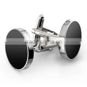 Stainless Steel Round Screw Cap Agate Tuxedo Cufflinks Formal Cuff Shirt thumbnail-1