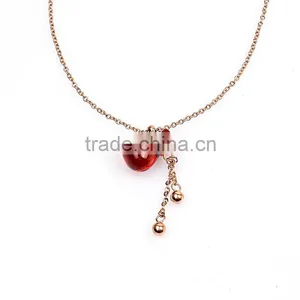 Rose Gold Necklace Fashion Jewelry Ruby Crystal Statement Necklace thumbnail-6