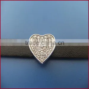 DIY 10mm Inner Width Heart Shaped Slide Charms Factory Direct Wholesale Zinc Alloy Accessories thumbnail-1