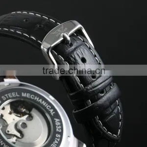 Men Watch Leather Fashion Brand Watches Feather Skeleton Dress Watches ZB005 thumbnail-6