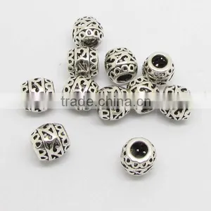 JS1133 Wholesale Filigree Tibetan Silver Drum Beads,tibetan Silver Jewelry Making Supplies,metal Gallery Beads thumbnail-2