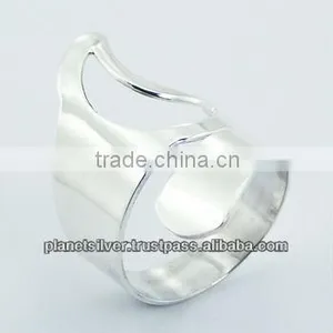 Plain 925 Sterling Silver Spiral Ring Open Moon Gently Curved thumbnail-1