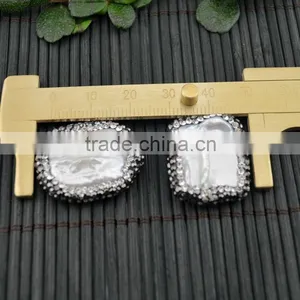 LFD-007B Druzy Pearl Pave Rhinestone Rectangle Connector Spacer Beads Diy Jewelry Finding thumbnail-2