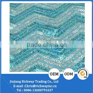 Blue Color Sequin Net Embroidery Fabric Cheap Price thumbnail-2