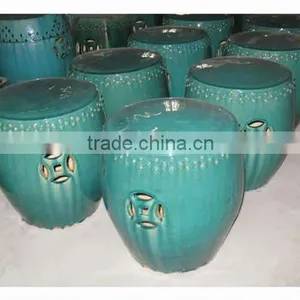 Chinese Antique Round Green Porcelain Stool thumbnail-1
