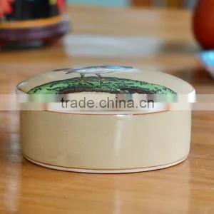 Customer Handpainted White Ceramic Jewelry Box Round thumbnail-1