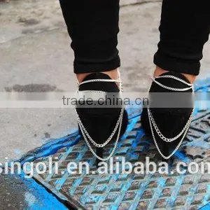 Shoe Decorations Wholesale Fashion Gold and Silver Chain With Heart Charms Shoe Jewelry thumbnail-3