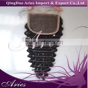 Top Malaysian Curly Closure Deep Wave Free Shipping 4x4 Malaysian Virgin Hair 30g Knots Not Bleached With Baby Hair Human Hair thumbnail-1