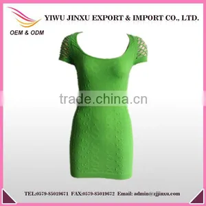 2016 Wholesale OEM Service Fitness Wear Wholesale Sexy Mesh Sleeve Ruffle Women Summer Dress thumbnail-1